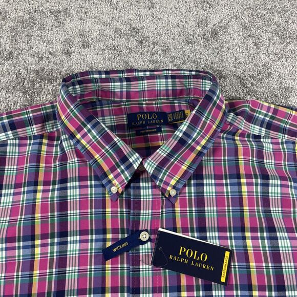 Polo Ralph Lauren Button Down Shirt Mens 3XB Performance Plaid Wicking Cooling - Picture 1 of 15